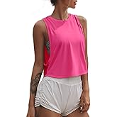 Sanutch High Neck Athletic Tops Womens Workout Tank Tops Cropped Muscle Tank for Women