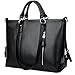 YALUXE Women's Urban Style 3-Way Leather Work Tote Shoulder Bag Black