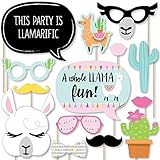 Big Dot of Happiness Whole Llama Fun - Llama Fiesta Baby Shower or Birthday Party Photo Booth Props Kit - 20 Count