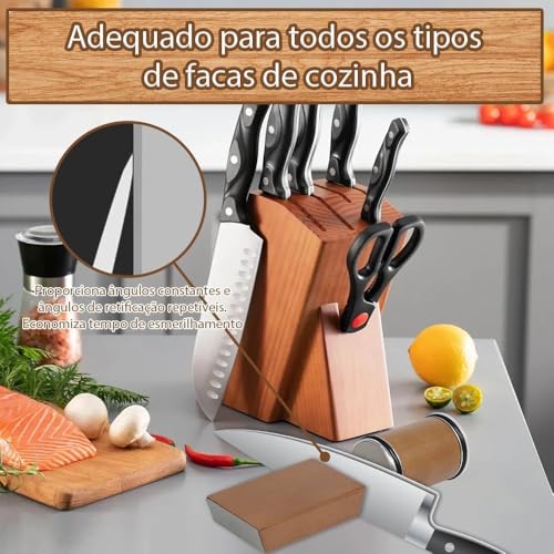 Afiador de Facas, Amolador de Facas Magnético, Afiador de Faca de Rolo 15/20° Ângulo Base Magnética, Kit de Pedra de Afiar Diamante, Afiador, Pedra de Amolar Facas, Acessórios de Cozinha