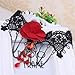 Qiyun (TM) Women's Black Crochet Lace Choker Red Rose Flower Collar Chains Tassel Necklace