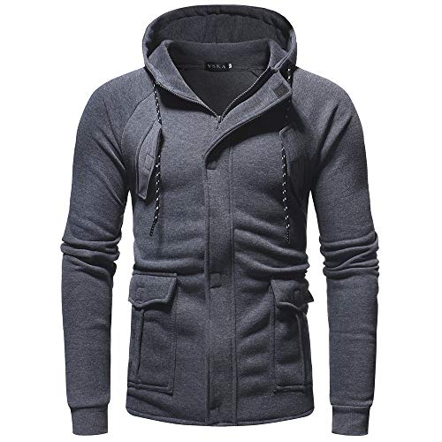 ZODOF Chaqueta Casual para Hombre Abrigo Superior con Capucha de Trabajo de Bolsillo de Cremallera de Manga Larga Casual otoño Invierno de los Hombres M-3XL