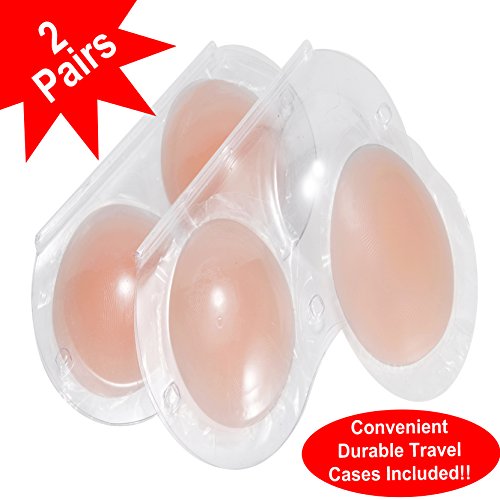 Nipple Cover Breast Petals - 2 Pairs Women's Reusable Silicone Nippleless Pasties by Classy Wino