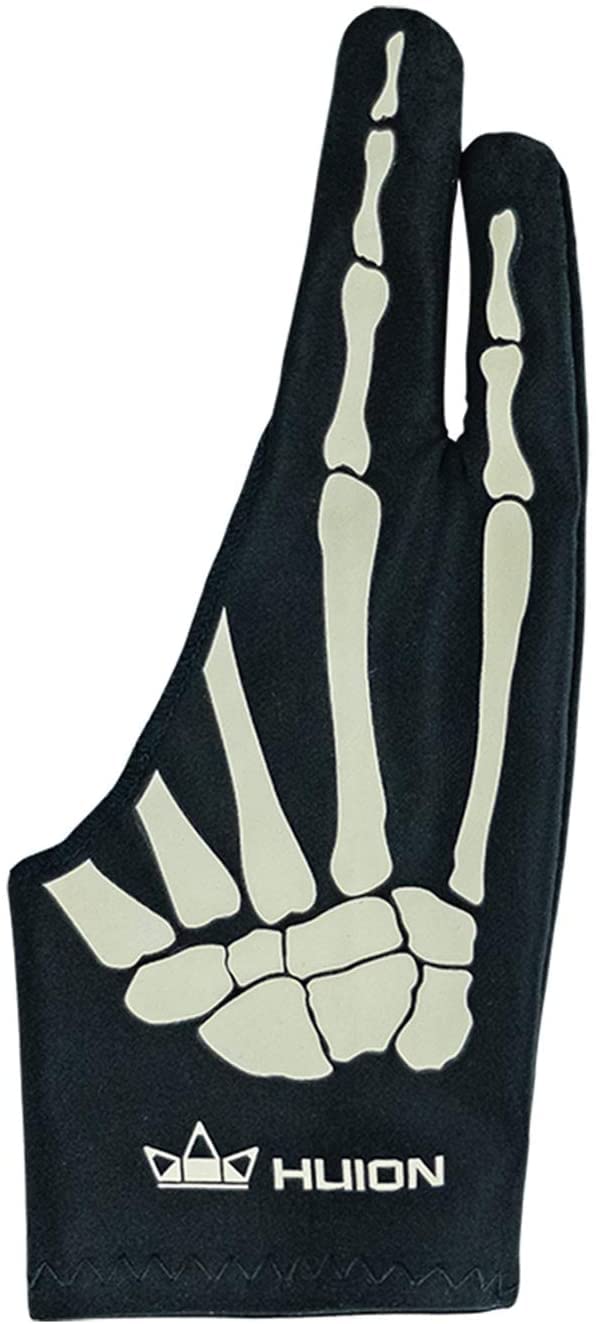HUION Skeleton Glove for Graphics Drawing Tablet, Ideal Anti-fouling Glove for People who Use Drawing Tablets and Light Boxes (1 Unit of Free Size, Good for Right Hand)