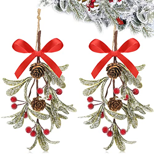 Christmas Artificial Mistletoe Ornament with Red