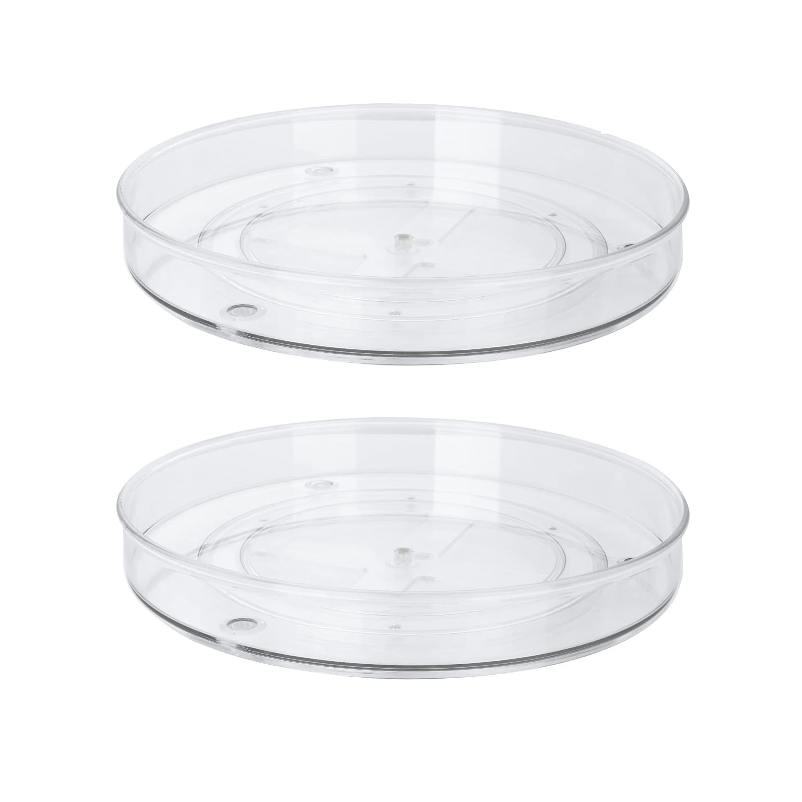 AHUNTTER 2PCS Large Lazy Susan Turntable Organizer, 360° Rotatable Spice Rack for Spices Condiments Oil Bottles & Jars, 27cm Clear Plastic Kitchen Turntable Storage Cabinet for Sideboard Cupboard
