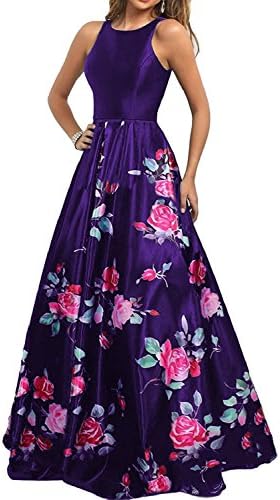 YSMei Women's Vintage Floral Print Long Prom Dress A line Evening Dress YFP03
