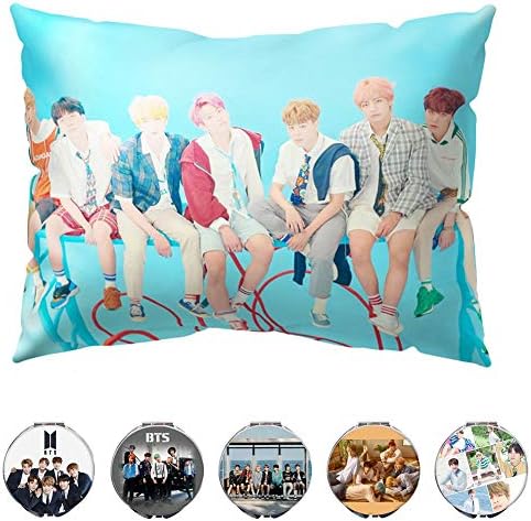 YEeyuTrwd BTS Love Yourself 結 Answer Kpop BTS Pillow Case BTS Bangtan Boys Double-Sided Love Yourself Pillow Cover and A Makeup Mirror with Random Colors(Version F)