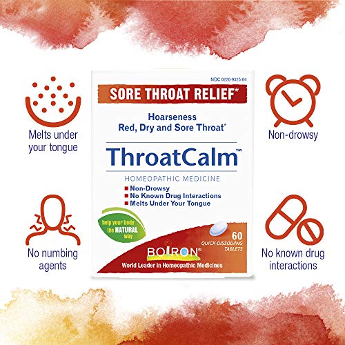 Boiron ThroatCalm Tablets for Pain Relief from Red, Dry, Scratchy, Sore