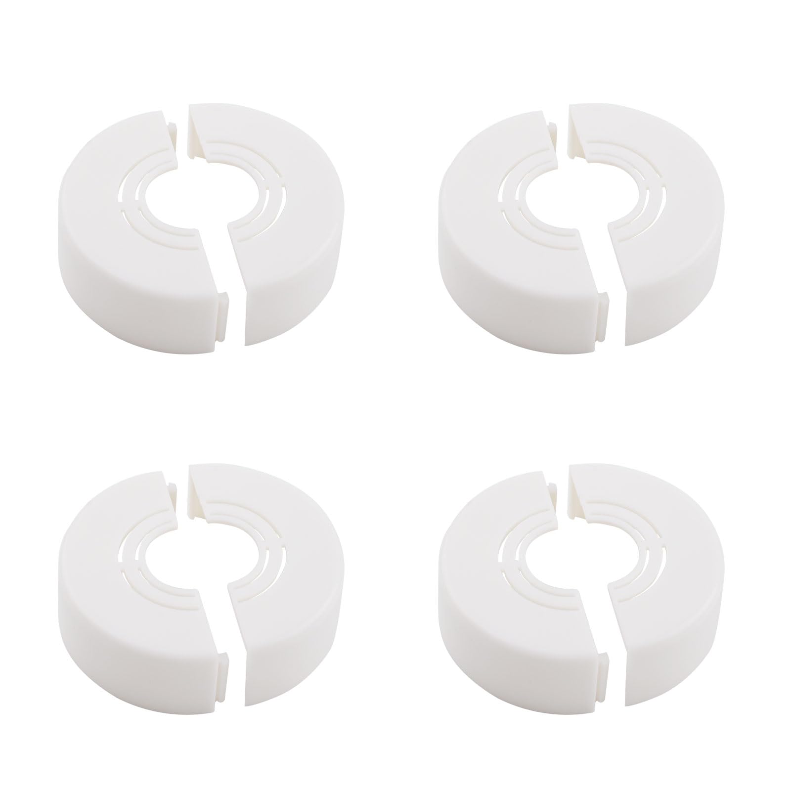UFURMATE Wall Pipe Cover, 4Pcs Plastic Wall Hole Decoration Split Flange Cover Easy Installation Round Escutcheon Plate Adjustable Wall-Mounted Water Pipe Cover Accessories (White) — image 1