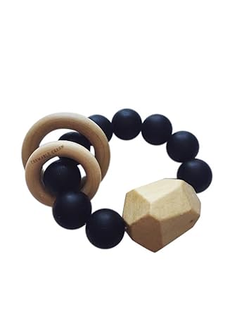 silicone and wood teether