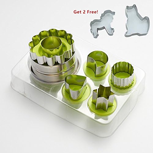 Export To Europe Linzer Classic Cookie Cutter Set | Hollow Sauce Cheese Press, Mini Fluted Mold, Jam Filled Torte | Stainless Steel Non Stick, Heart, Star, Flower, Moon, Bonus 2 Aluminum Molds