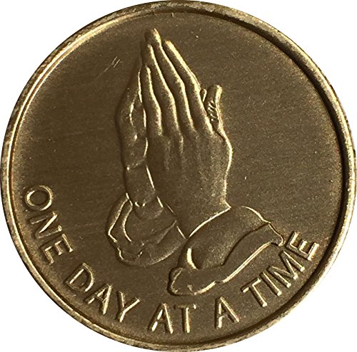 One Day At a Time Praying Hands with the Serenity Prayer- Bronze Medallion