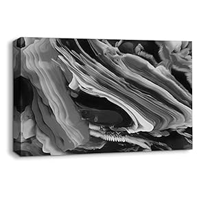 Canvas Wall Art Abstract Black and White Painting Artwork for Home Prints Framed - 12x18 inches