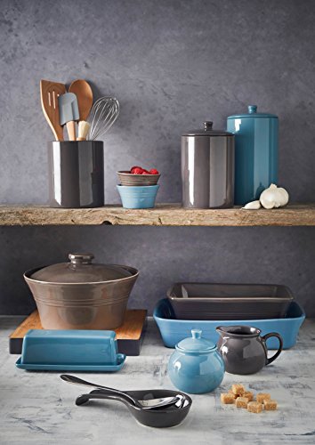 Mason Cash Classic Kitchen Spoon Rest, Durable Stoneware Is Heat-resistant and Dishwasher Safe, Dark Gray