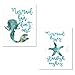 Beautiful Popular Teal and Blue "Mermaid Hair Don't Care" and "Mermaid Kisses, Starfish Wishes" Set; Two 11x14" Paper Posters primary