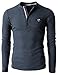 H2H Men's Classic Midweight Waffle Henley Top HEATHERNAVY US L/Asia XL (KMTTL062)