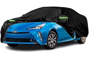 Qnmittry Waterproof Car Covers Compatible with 2004-2024 Toyota Prius, All Weather Custom-fit Car Cover with Zipper Door for Rain Snowproof UV Windproof Protection