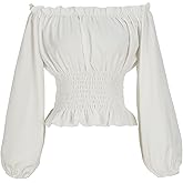 Womens Renaissance Blouse Peasant Off Shoulder Tops Pirate Long Sleeve Peasant Blouse