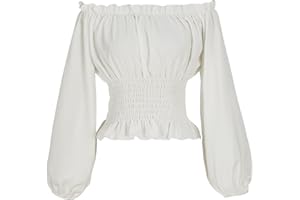 YIRANYIJIU Womens Renaissance Blouse Peasant Off Shoulder Tops Pirate Long Sleeve Peasant Blouse
