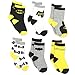 Batman Boys 6 pack Crew Socks (3T/4T, Black/Yellow)