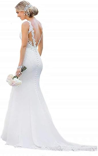 mermaid style wedding dress with long train