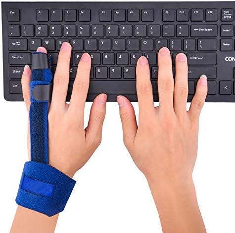 Finger Splint Adjustable Pinky Finger Splint Malleable Metallic Hand Splint Pain Relief Finger Support with Finger Phalanx and Metacarpal Fixation Belt (M)