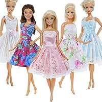 BJDBUS 5 Pcs Fashion Wedding Party Mini Gown Strapless Dress Clothes Accessories for 11.5 Inch Girl Doll Girl