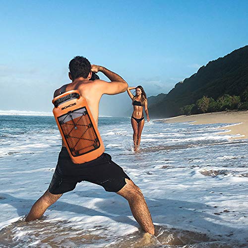 Boncas Waterproof Backpack, 20L Dry Bag with Waterproof Phone Pounch, Roll Top Bag Dry Sack Waterproof Dry Bag Perfect for Kayaking, Fishing, Rafting-Orange - Thumbnail 3