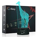 Aniamls Giraffe 3D Night Light Touch Table Desk Lamps, Elstey 7 Color Changing Lights with Acrylic Flat & ABS Base & USB Charger