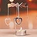 RETON 2 Pcs Metal Rotating Tea Light Candle Holder Silver DIY Spinning Tealight Holder for Home Festival Decoration+8pcs Tealight Candles (Heart&Star)
