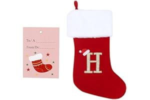 20 Inches Monogram Christmas Stockings With Letters, Unique Red Velvet With White Super Soft Plush Xmas Stockings for Holiday