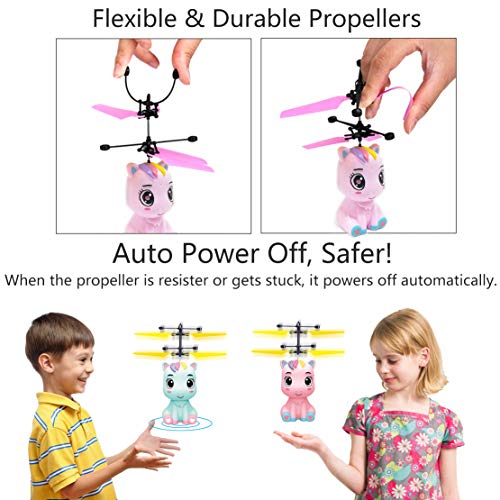 Flying Ball Toys, RC Toy for Kids Boys Girls Gifts Rechargeable Light Up Ball Drone Infrared Induction Helicopter with Remote Controller for Indoor and Outdoor Games (Blue)