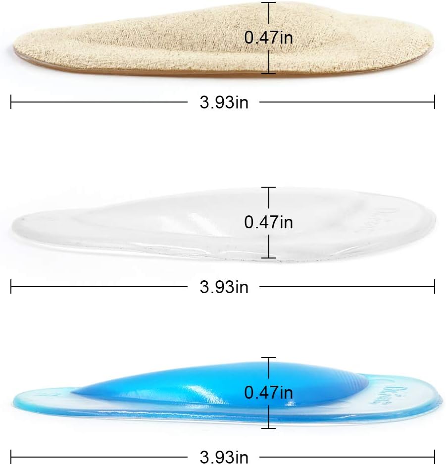 Dr. Foot's Arch Support Shoe Insoles for Flat Feet, Gel Arch Inserts for Plantar Fasciitis, Adhesive Arch Pad for Relieve Pressure and Feet Pain- 3 Pairs (Beige+Blue+ Clear): Health & Personal Care