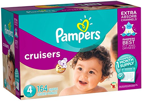 Pampers Cruisers Disposable Baby Diapers, Size 4, One Month Supply, 164