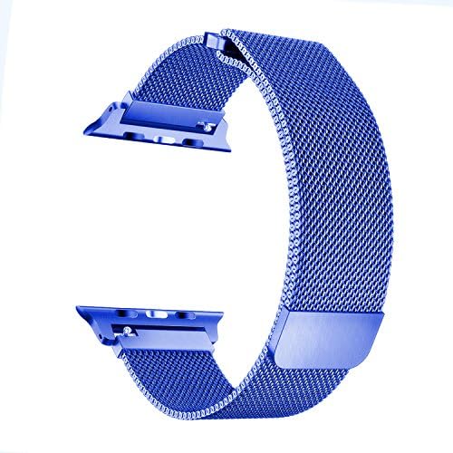 For Apple Watch Band, mocobe Milanese Loop Stainless Steel Strap with Secure Magnet Closure Clasp Replacement iWatch Wrist Band for Apple Watch Series 3 2 1 Sport Edition and Nike+ (blue, 38mm)