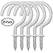 25 Pack Cup Hook Ceiling Hooks, 2.9 Inches, FineGood Vinyl Coated Screw Hanger for Indoor and Outdoor Use - White