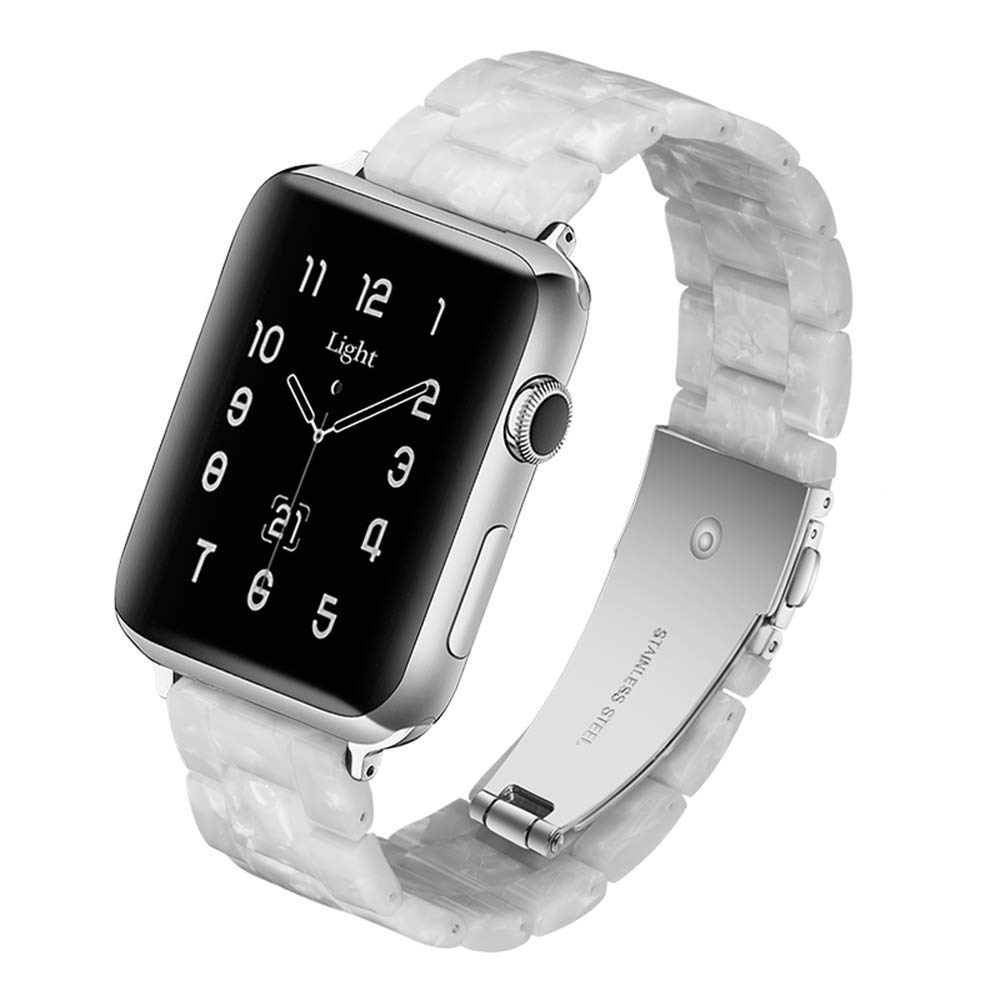 Light Compatible with Apple Watch Strap Series 10 46mm 45mm 44mm 49mm 42mm, Fashion Resin iWatch Women Men Bracelet with Stainless Steel Clasp for Apple Watch Series 10 SE 9 8 7 6 5 4 3 2 1,Ultra 2 1
