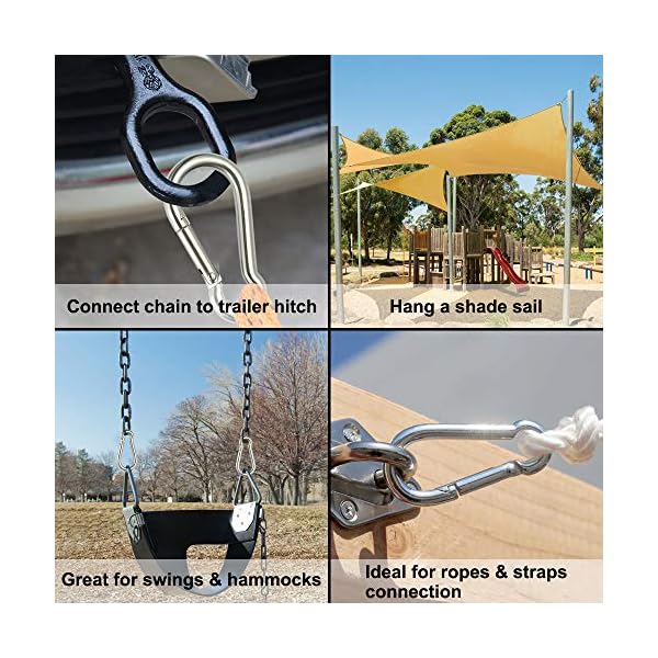 Rtudan 4 Inch Spring Snap Hook Carabiner 304 Stainless Steel Snap