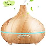 Essential Oil Diffuser 300ml Inofia, Mini Ultrasonic Aroma Diffuser, Wood Grain Cool Mist Humidifier for Office Home Bedroom Living Room Study Yoga Spa