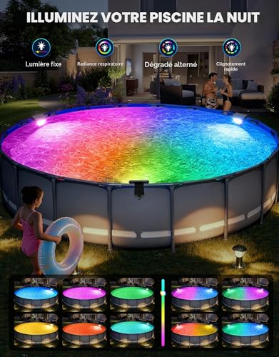 DeeprBetter 2026 Upgraded Outdoor Solar Pool Light, Waterproof IP68 RGB Colour Changing LED Pool Light, Swimming Pools Lighting with 10 Light Modes, LED Wireless Swimming Pools for Garden