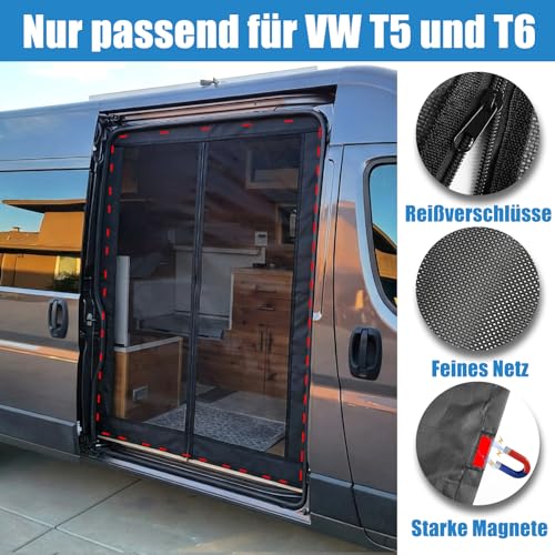 Magnetic Mosquito Net for VW T5 T6 Sliding Door, Insect Net and Fly Screen with Shade Net, Sun Protection as Camping Accessory for Multivan