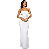 VANCOL Women's Cutout Backless Maxi Dress Sexy Sleeveless Tight Slip Spaghetti Strap Long Dresses