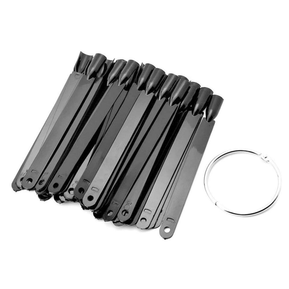 BNP 50 PCS False Nail Art Tips Sticks Nail Polish Color Card Plates Display Polish Board Nail Art Practice Supplies Home DIY Templates (Black) : Beauty