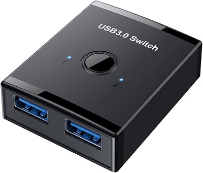 Lodokdre KVM USB 3.0 Switch 2 PC Share Keyboard Mouse Printer Hub