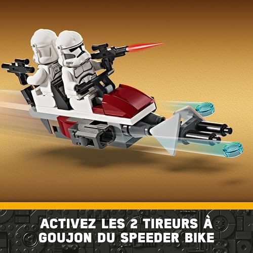 75372 Star Wars Pack de Combat des Clone Troopers et Droïdes de Combat, Jouet pour Enfants, avec Speeder Bike, Figurine Tri-Droïde et Poste Défensif, Cadeau pour Garçons et Filles Dès 7 Ans