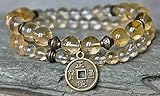 Set of two Wealth, Abundance Citrine Gemstone Bracelet,Lucky Coin Mala,Money Bracelet,Buddha Bracelet,OM Bracelet,Energy Bracelet,Sacral Chakra Healing
