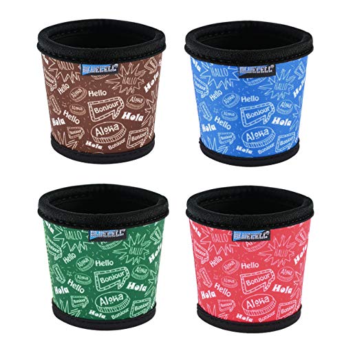 Bluecell Pack of 4 Neoprene Insulated Reusable Coffee Sleeve Protect Your Hands for Coffee Tea Hot & Cold Drinks (Hello(4pcs)) - Thumbnail 6