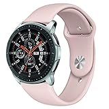 Kmasic Sport Band Compatible Samsung Galaxy Watch 46mm, Gear S3 Band, Soft Silicone Strap Replacement Wristband Compatible Samsung Galaxy Watch SM-R800NZSAXAR Smart Fitness Watch, Small, Sand Pink