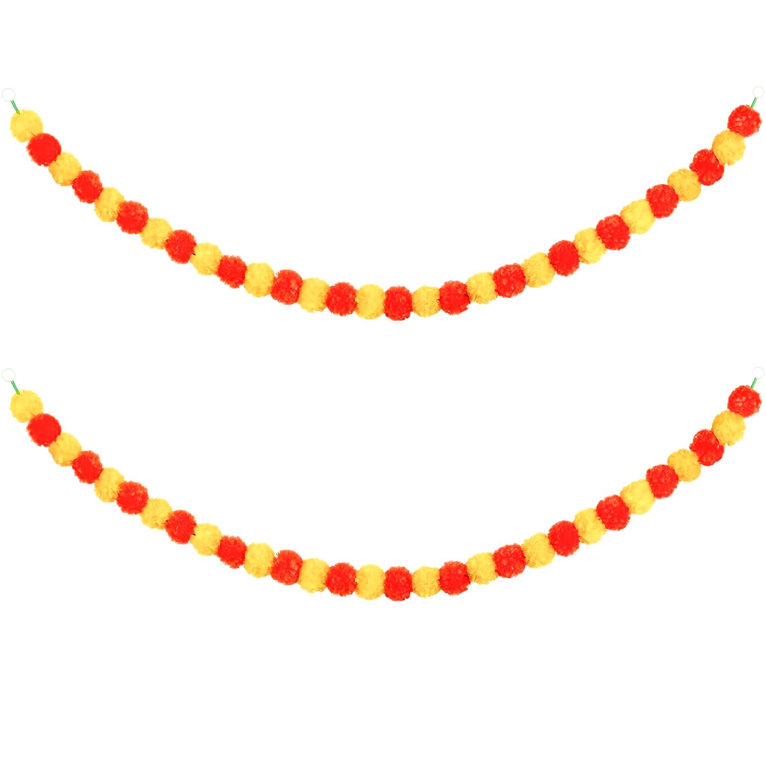 2pcs Artificial Marigold Flower Garland, Diwali Decorations for House, Marigold Garland Decorations, 5ft Artificial Marigold Flower, Parties, Weddings, Home Decoration, Diwali (Yellow & Orange)